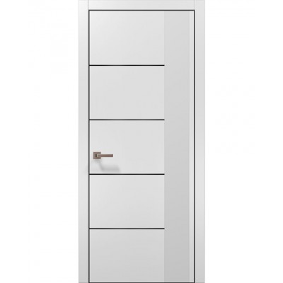 Двері Папа Карло PLATO PL-11 Білий матовий, кромка алюміній чорний