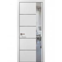Двері Папа Карло PLATO PL-11 Білий матовий, кромка алюміній чорний