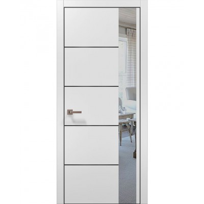 Двері Папа Карло PLATO PL-11 Білий матовий, кромка алюміній чорний