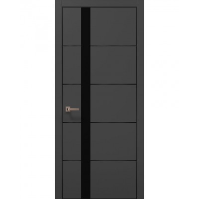 Двері Папа Карло PLATO PL-12 Темно сірий супермат, кромка алюміній чорний
