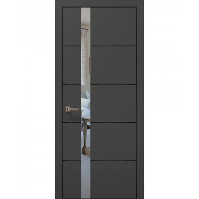 Двері Папа Карло PLATO PL-12 Темно сірий супермат, кромка алюміній чорний