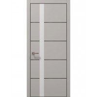 Двери Папа Карло PLATO PL-12 Светло серый супермат, кромка алюминий черный