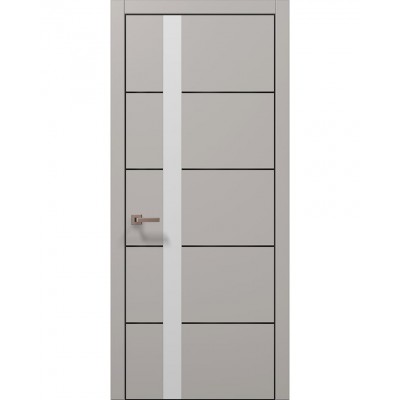 Двері Папа Карло PLATO PL-12 Світло сірий супермат, кромка алюміній чорний