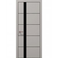 Двери Папа Карло PLATO PL-12 Светло серый супермат, кромка алюминий черный