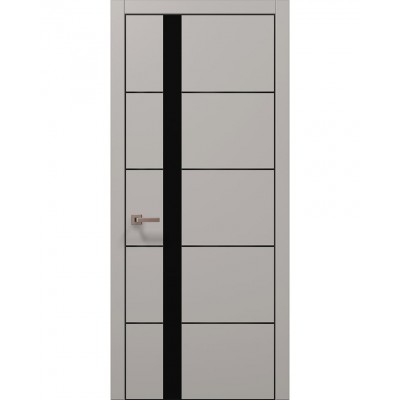 Двері Папа Карло PLATO PL-12 Світло сірий супермат, кромка алюміній чорний