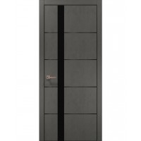 Двері Папа Карло PLATO PL-12 Бетон сірий, кромка алюміній чорний