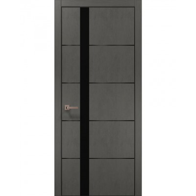 Двері Папа Карло PLATO PL-12 Бетон сірий, кромка алюміній чорний