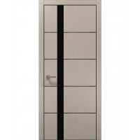 Двери Папа Карло PLATO PL-12 Дуб кремовый, кромка алюминий черный