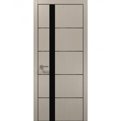 Двері Папа Карло PLATO PL-12 Дуб кремовий, кромка алюміній чорний