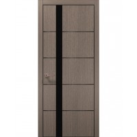 Двері Папа Карло PLATO PL-12 Дуб сірий, кромка алюміній чорний