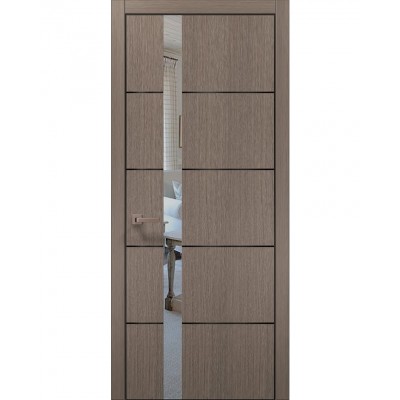 Двери Папа Карло PLATO PL-12 Дуб серый, кромка алюминий черный