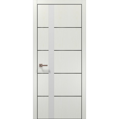 Двери Папа Карло PLATO PL-12 Ясень белый, кромка алюминий черный