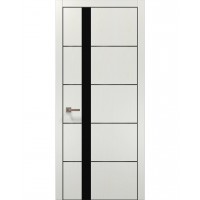 Двері Папа Карло PLATO PL-12 Ясен білий, кромка алюміній чорний