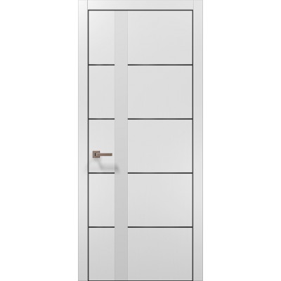 Двері Папа Карло PLATO PL-12 Білий матовий, кромка алюміній чорний