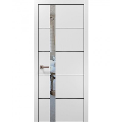 Двері Папа Карло PLATO PL-12 Білий матовий, кромка алюміній чорний