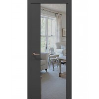 Двері Папа Карло PLATO PL-13 Темно сірий супермат, кромка алюміній чорний