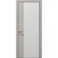 Двери Папа Карло PLATO PL-13 Светло серый супермат, кромка алюминий черный