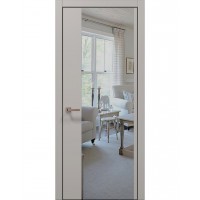 Двери Папа Карло PLATO PL-13 Светло серый супермат, кромка алюминий черный