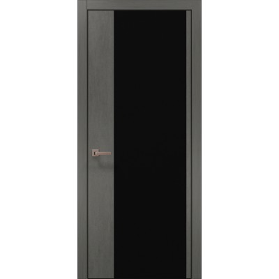Двері Папа Карло PLATO PL-13 Бетон сірий, кромка алюміній чорний