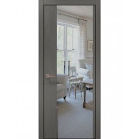 Двері Папа Карло PLATO PL-13 Бетон сірий, кромка алюміній чорний