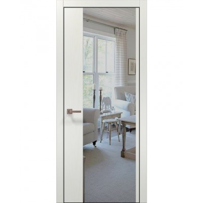 Двери Папа Карло PLATO PL-13 Ясень белый, кромка алюминий черный