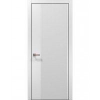 Двері Папа Карло PLATO PL-13 Білий матовий, кромка алюміній чорний