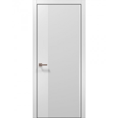 Двері Папа Карло PLATO PL-13 Білий матовий, кромка алюміній чорний
