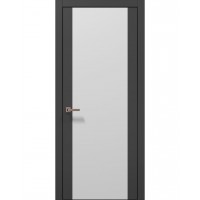 Двери Папа Карло PLATO PL-14 Темно серый супермат, кромка алюминий черный