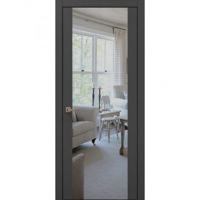 Двери Папа Карло PLATO PL-14 Темно серый супермат, кромка алюминий черный