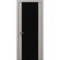 Двері Папа Карло PLATO PL-14 Світло сірий супермат, кромка алюміній чорний