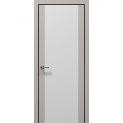 Двері Папа Карло PLATO PL-14 Світло сірий супермат, кромка алюміній чорний