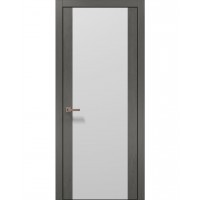 Двери Папа Карло PLATO PL-14 Бетон серый, кромка алюминий черный