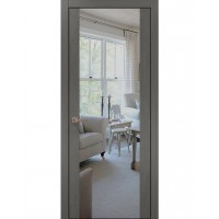 Двери Папа Карло PLATO PL-14 Бетон серый, кромка алюминий черный