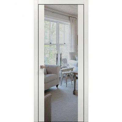 Двери Папа Карло PLATO PL-14 Ясень белый, кромка алюминий черный