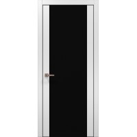 Двері Папа Карло PLATO PL-14 Білий матовий, кромка алюміній чорний