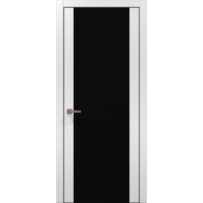Двері Папа Карло PLATO PL-14 Білий матовий, кромка алюміній чорний