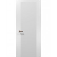 Двері Папа Карло PLATO PL-14 Білий матовий, кромка алюміній чорний