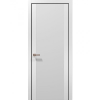 Двері Папа Карло PLATO PL-14 Білий матовий, кромка алюміній чорний