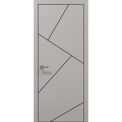 Двери Папа Карло PLATO PL-15 Светло серый супермат, кромка алюминий черный