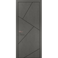 Двери межкомнатные ПАПА КАРЛО Plato PL-15 Бетон серый, торец алюминий черный