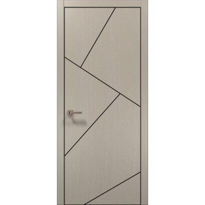 Двери Папа Карло PLATO PL-15 Дуб кремовый, кромка алюминий черный