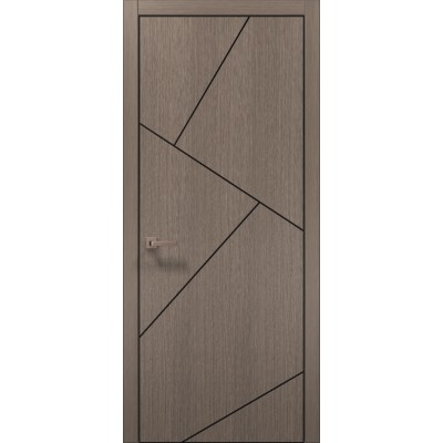 Двері Папа Карло PLATO PL-15 Дуб сірий, кромка алюміній чорний