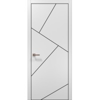 Двери Папа Карло PLATO PL-15 Белый матовый, кромка алюминий черный