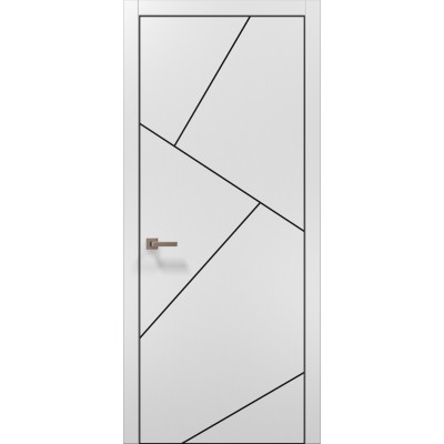 Двері Папа Карло PLATO PL-15 Білий матовий, кромка алюміній чорний