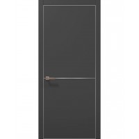 Двері Папа Карло PLATO PL-21 Темно сірий супермат, кромка алюміній срібло
