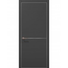 Двері Папа Карло PLATO PL-21 Темно сірий супермат, кромка алюміній срібло