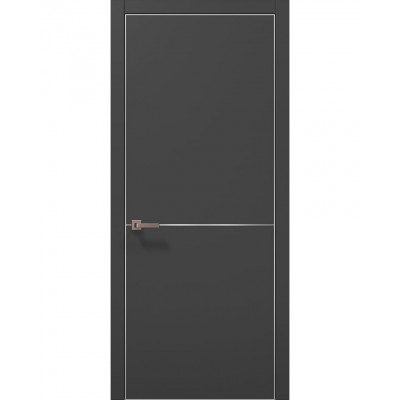 Двері Папа Карло PLATO PL-21 Темно сірий супермат, кромка алюміній срібло