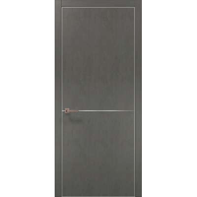 Двері Папа Карло PLATO PL-21 Бетон сірий, кромка алюміній срібло