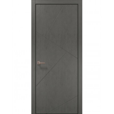 Двери Папа Карло STYLE ST-05 Бетон серый, кромка алюминий черный