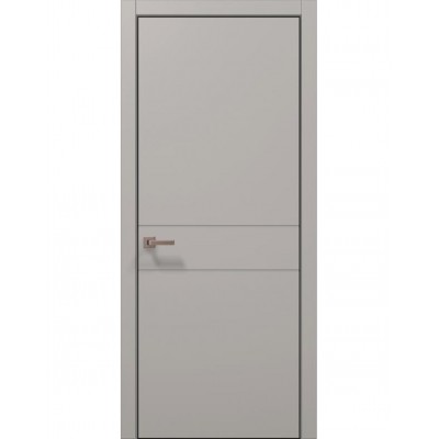 Двері Папа Карло STYLE ST-07 Світло сірий супермат, кромка алюміній чорний